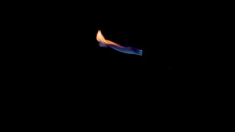 Red and Blue Fire from Propane torch in the dark Stock Footage 98618245