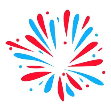Red and blue fireworks exploding in a festive celebration Stock Illustration