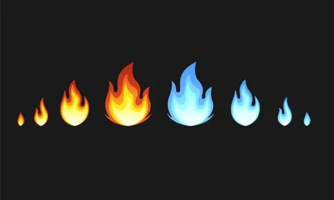 Red And Blue Flame Set Stock Illustration