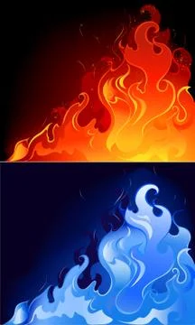 Red and blue flames Stock Illustration