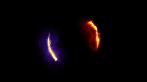 Red and Blue Flames Trail Loop Animation Black Screen Video stock 302942858