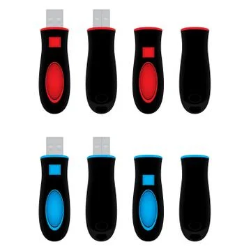 Red and Blue Flash Drive template USB memory on white background. Stock Illustration