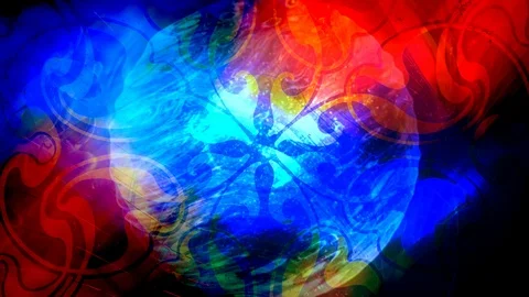 Red and Blue Floating Magical Orb Illuminates Dark Room and Wallpaper Stock Footage 113173775