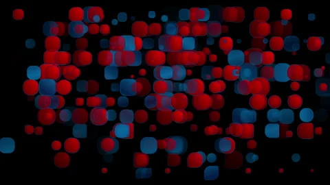Red and blue geometric elements abstract tech motion background Stock Footage 268987875