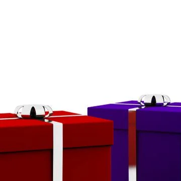 Red and blue gift boxes with white background as presents for him and her Illustrazione stock