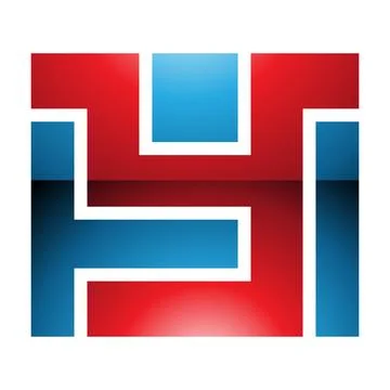 Red and Blue Glossy Rectangle Shaped Letter Y Icon Stock Illustration