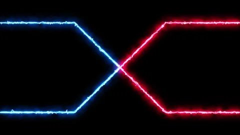 Red and Blue glowing neon lines on black background. Futuristic and technology Stock Footage 273619853