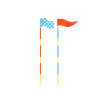 Red and blue golf clubs, sport equipment cartoon vector Illustration Stock Illustration