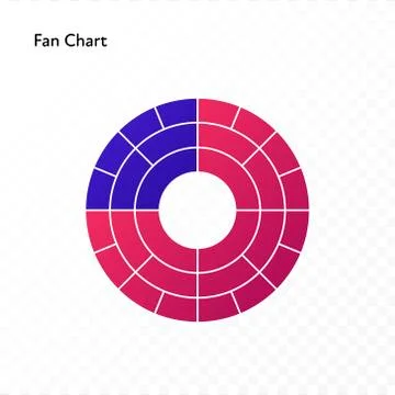 Red and blue gradient fan chart. 스톡 일러스트