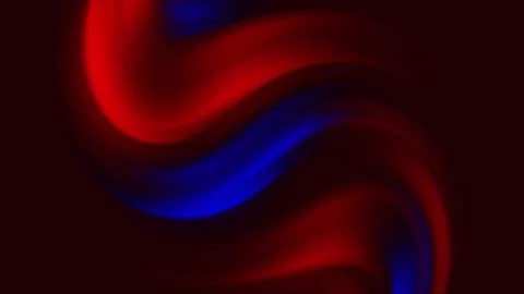Red and blue gradient on liquid 3d background. Mixing paints in a glass render Illustrazione stock