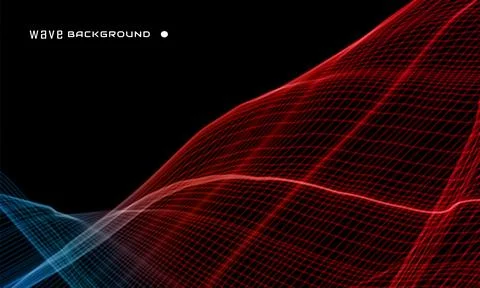 Red and blue grid lines on black background. Stock Illustration