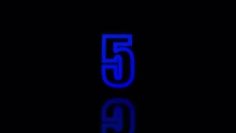 Red and blue illuminated numbers appear in sequence against a dark reflecti.. Video stock 342432400