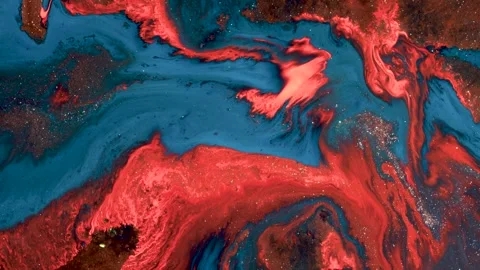 Red and blue Ink Abstract Arty Pattern Colour Paint Liquid Concept Texture Stock Footage 342992953