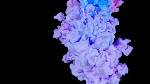 Red and Blue Ink Blend in a Cloud-Like Formation Against Black Stock Footage 264114704