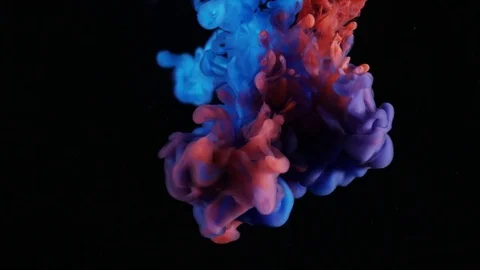 Red And Blue Ink Dropped In Water Black Background 2 Stock Footage 78969877