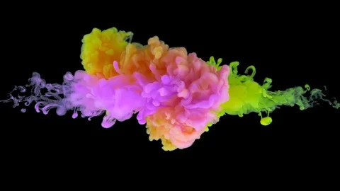 Red and blue ink streams mix in the center. Colorful abstract mix of acrylic Stock Footage 123634160