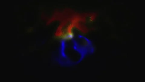 Red and blue light with abstract wave of rings moving in the background. Vidéo 315008440