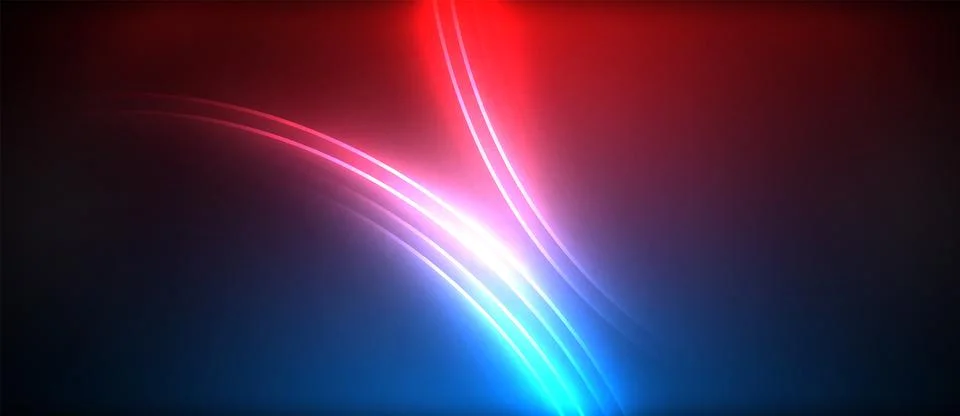 Red and blue light create a stunning visual effect on a black background Stock Illustration