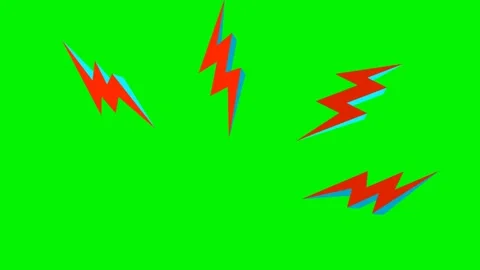 Red and Blue Lightning Bolts Icon On Green Screen Stock Footage 341018489