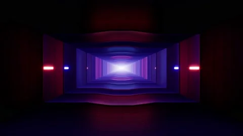 Red and Blue Lights Dark Sci Fi Tunnel VJ Loop Stock Footage 201201506