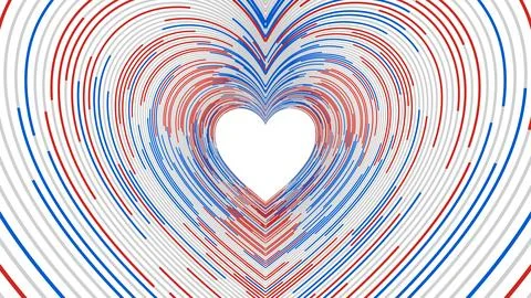 Red and blue lines forming a heart tunnel, ideal for valentine's day and love Stock Illustration