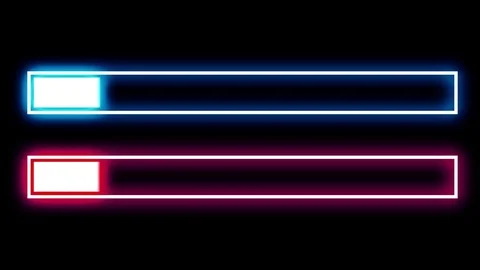 Red and blue loading bar. Black background. 스톡 동영상 72760729