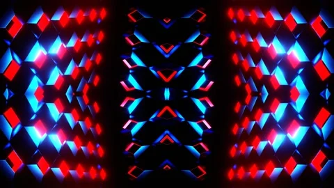 Red and Blue Locked Up in Cubic Kaleidoscope Background VJ Loop in 4K Video stock 339092009