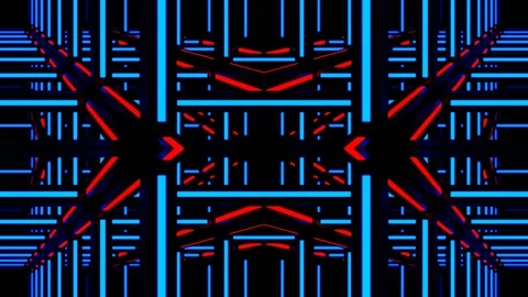 Red and Blue Movement Through Neon Frame Kaleidoscope Background VJ Loop Stock Footage 328972301