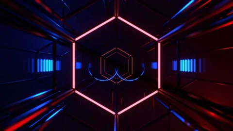Red and Blue Neon Alien Wireframe CyberTrack Background VJ Loop in 4K Stock Footage 311644902