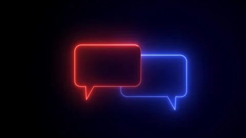 Red And Blue Neon Chat Bubbles On Dark Background Stock Footage 307495256
