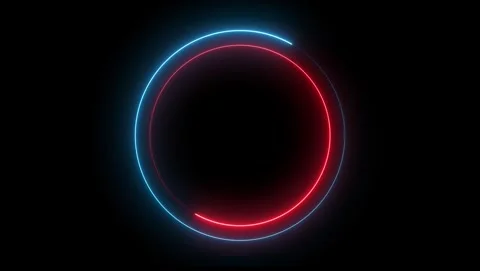 Red And Blue Neon Circle On Black Background abstract Video stock 318213841