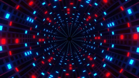 Red and Blue Neon Circular Light Strobe Tunnel Background VJ Loop in 4K Stock Footage 304533798