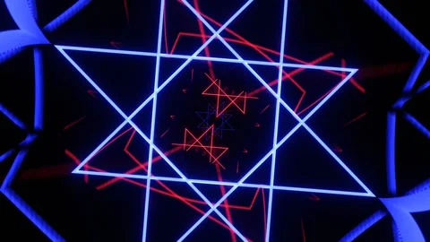 Red and Blue Neon Corridor with Geometric Lasers Background VJ Loop in 4K Video stock 328357682