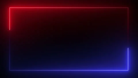 Red and blue neon effect rectangle frame line seamless looping video Stock-Footage 154631348