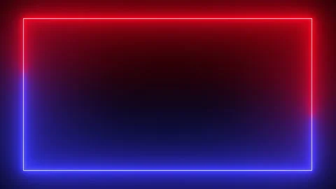 Red and blue neon effect rectangle frame line seamless looping video Stock-Footage 154633027