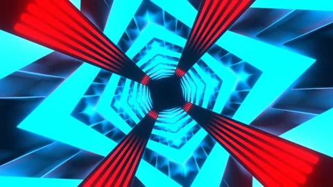 Red and Blue Neon Endless Arrow Tunnel Background VJ Loop in 4K Stock Footage 310037117