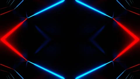 Red and Blue Neon Light Kaleidoscope Background VJ Loop in 4K Видео 332499720