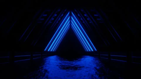 Red and Blue Neon Moving Triangular Arch Tunnel Background VJ Loop in 4K Stock Footage 308069756