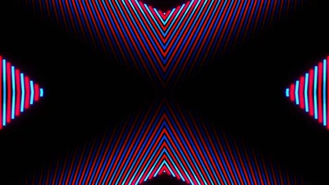Red and Blue Neon Rays Disappear Into Distance Kaleidoscope Background VJ Loop Stock Footage 337652081
