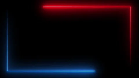 Red and Blue Neon Rectangle Frame on Black Background Stock Footage 318634127