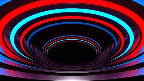 Red and Blue Neon Reverse Ellipse Tunnel Background VJ Loop in 4K Video stock 268866077