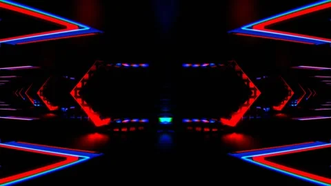 Red and Blue Neon Squares Amazing Endless Kaleidoscope Background VJ Loop Stock Footage 340225854
