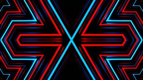 Red and Blue Neon Strobe Hex Star Background VJ Loop in 4K Stock Footage 333963858
