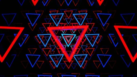 Red and Blue Neon Triangle Dimension Background VJ Loop in 4K Stock Footage 294917115
