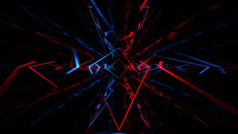 Red and Blue Neon Wave Expansion Tunnel Background VJ Loop in 4K Stock Footage 345736713