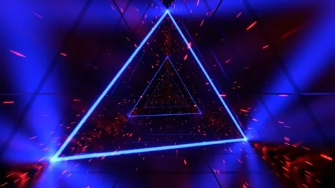 Red and Blue Particle Flow in Triangular Space Background VJ Loop in 4K Stock Footage 344100947