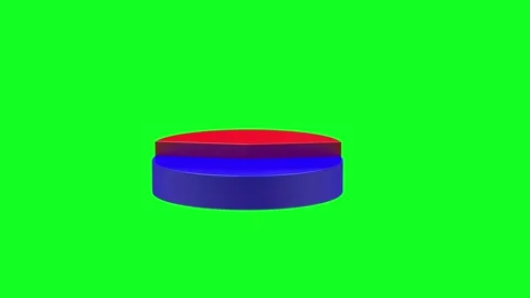 Red and blue pie chart segments on green screen, 3D animation. Stock Footage 336566793