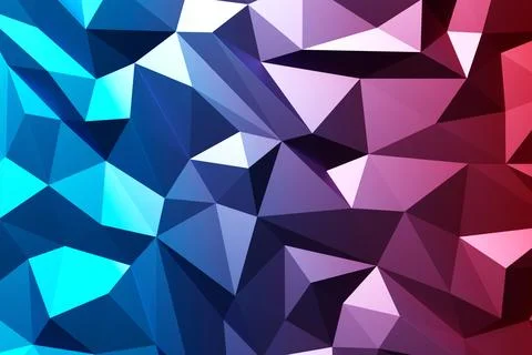 Red and blue  polygonal pattern with triangles, geometric 3d texture Stock Illustration