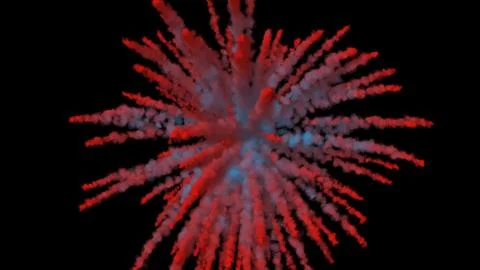 Red and blue powder exploding creating a colorful cloud on black background Stock Photos