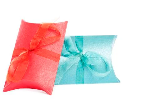 Red and blue present boxes Stock Photos